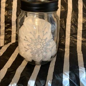 Silver Snowflake Mason Jar Candle Holder